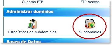 Menú de subdominios